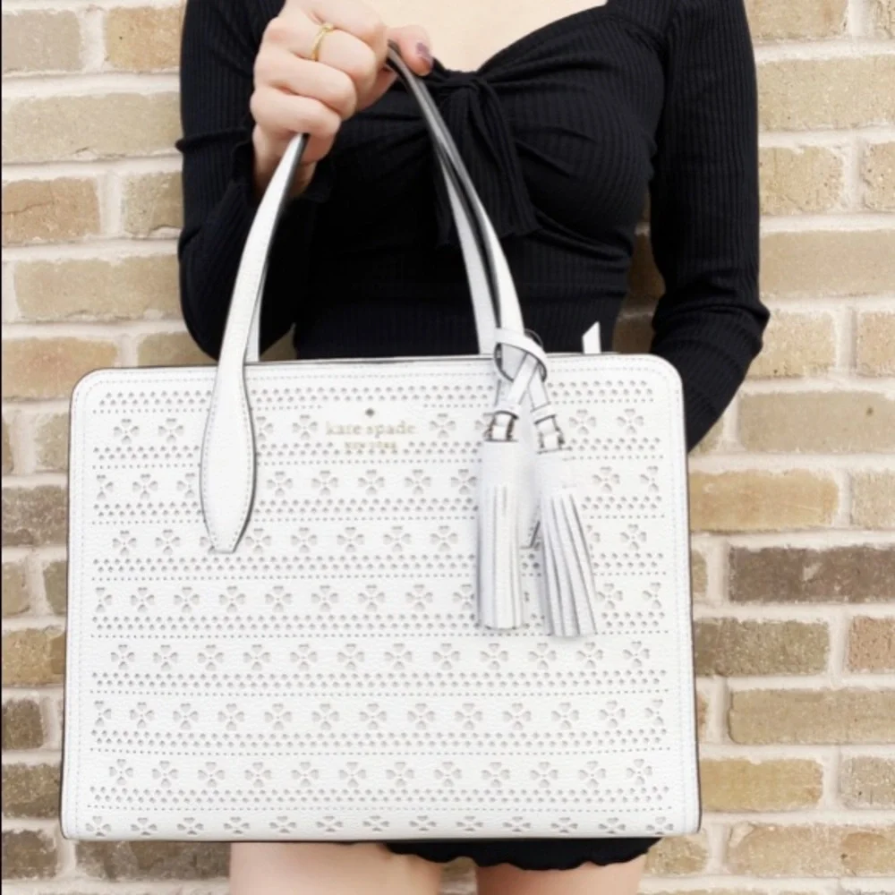 Kate Spade perforated Spring White Satchel NWT - Picture 8 of 9